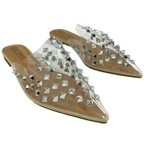 NEW Cape Robbin Clear Studded Pointed Toe Enny Flat Slides  7.5